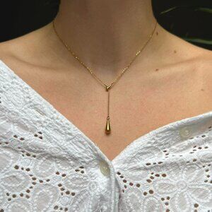 SKU:0108 vintage gold chain necklace With golden drops made of stainless steel